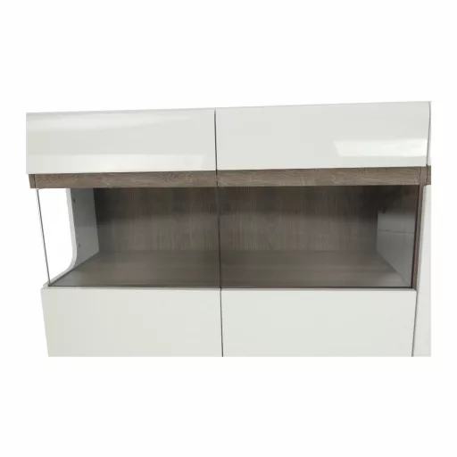 Komód, fehér - extra magas fényű HG/trufla sonoma tölgy, LYNATET 42