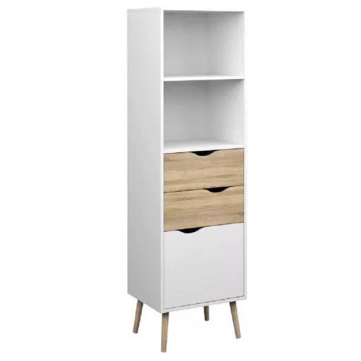 vitrines szekrény, tölgy sonoma/fehér, OSLO 75382