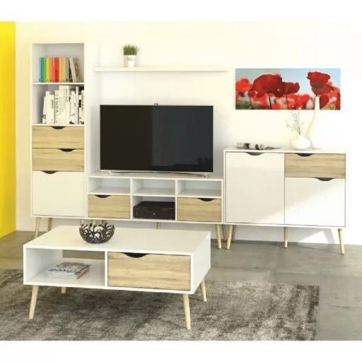 könyvespolc fiókkal, tölgy sonoma/fehér, OSLO 75385