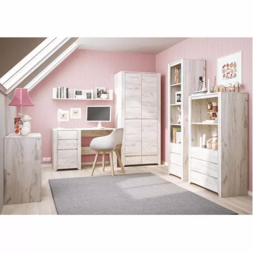 Komód typ 33, fehér craft, ANGEL