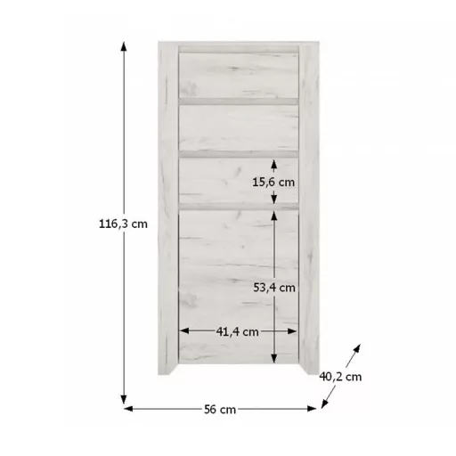 Komód typ 35, fehér craft, ANGEL