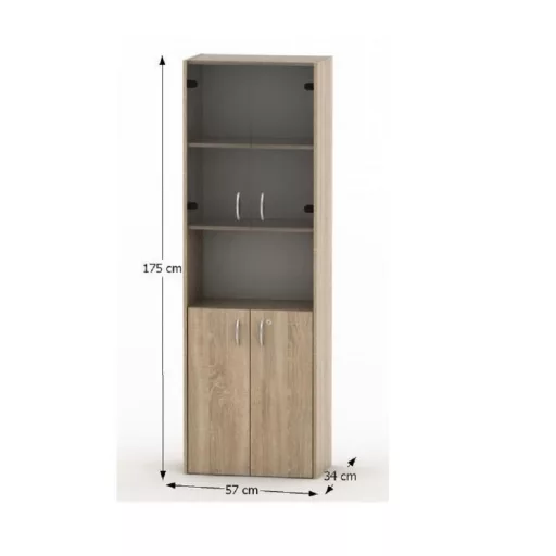 Vitrines könyvespolc, tölgy sonoma, TEMPO ASISTENT NEW 004