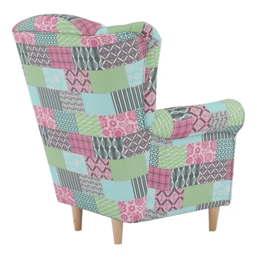 Füles fotel, szövet patchwork, CHARLOT