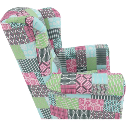 Füles fotel, szövet patchwork, CHARLOT