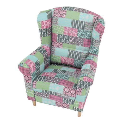 Füles fotel, szövet patchwork, CHARLOT