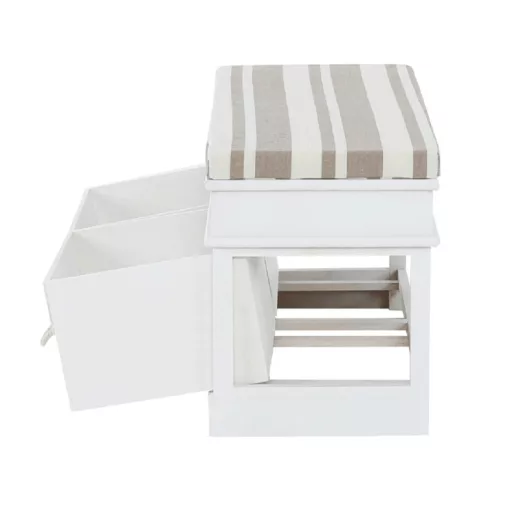 Lóca párnával, 2 fiók, fehér/világosbarna, SEAT BENCH 1 NEW