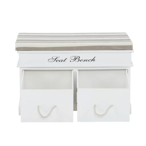 Lóca párnával, 2 fiók, fehér/világosbarna, SEAT BENCH 1 NEW