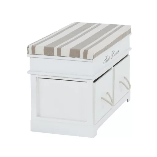 Lóca párnával, 2 fiók, fehér/világosbarna, SEAT BENCH 1 NEW