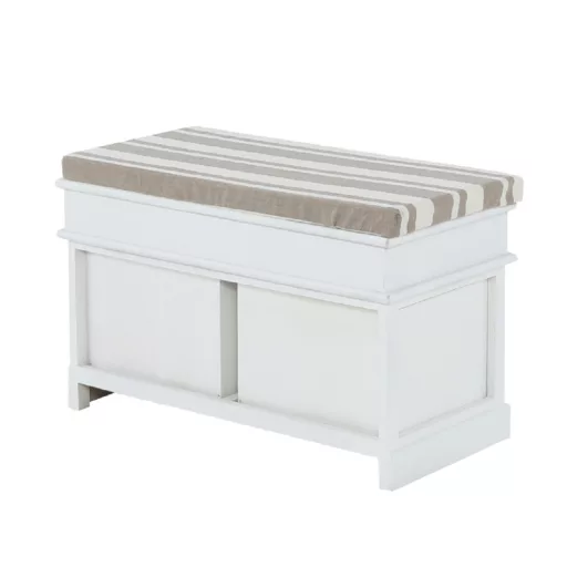 Lóca párnával, 2 fiók, fehér/világosbarna, SEAT BENCH 1 NEW