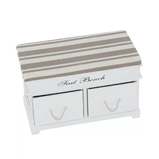 Lóca párnával, 2 fiók, fehér/világosbarna, SEAT BENCH 1 NEW