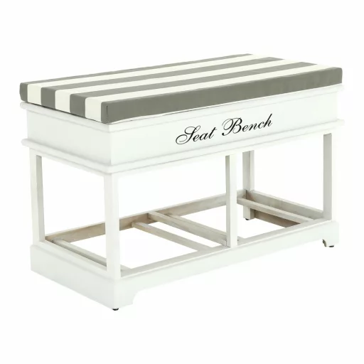 Lóca párnával, 2 fiók, fehér/szürke, SEAT BENCH 2 NEW