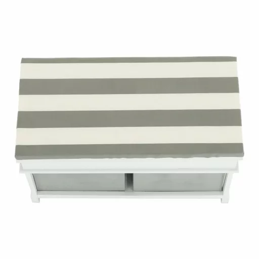 Lóca párnával, 2 fiók, fehér/szürke, SEAT BENCH 2 NEW