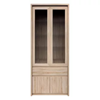   Vitrines szekrény, DTD laminált, tölgy sonoma, NORTY TYP 3