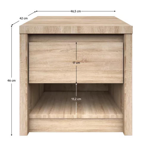 Éjjeliszekrény, DTD laminált, tölgy sonoma, NORTY