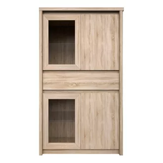   Vitrines szekrény, DTD laminált, tölgy sonoma, NORTY TYP 7