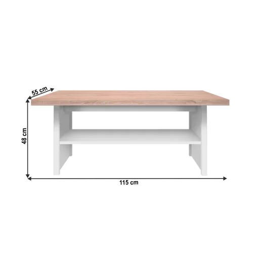 Dohányzóasztal 115, DTD laminált, fehér/tölgy sonoma, TOPTY TYP 18