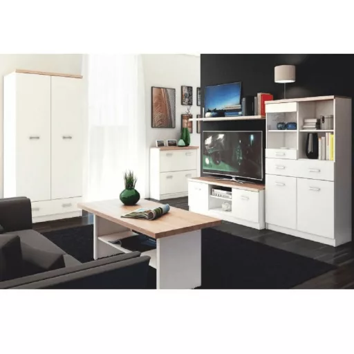 RTV asztal 2d, DTD laminált, fehér/tölgy sonoma, TOPTY TYP 15