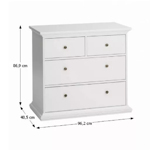 Komód, DTD fóliázott/MDF festett, fehér, PARIS 76716