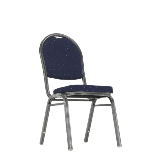 Szék, egymásra rakható, sötétkék szövet/szürke keret, JEFF 2 NEW