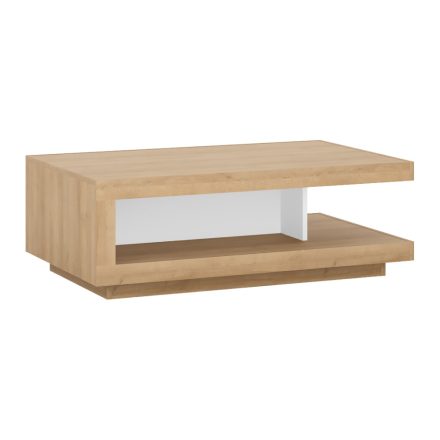 Dohányzóasztal LYOT01, tölgy riviera/fehér extra magasfényű, LEONARDO