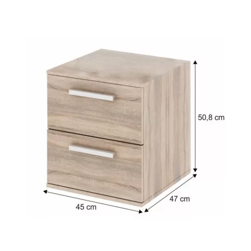 Alacsony szekrény 2 fiókkal keskeny, DTD laminált, tölgy sonoma, DUNAJ  TYP9