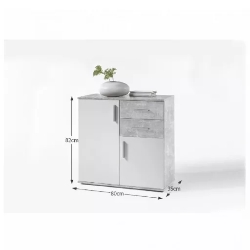 Komód, fehér/beton, POPPY 4