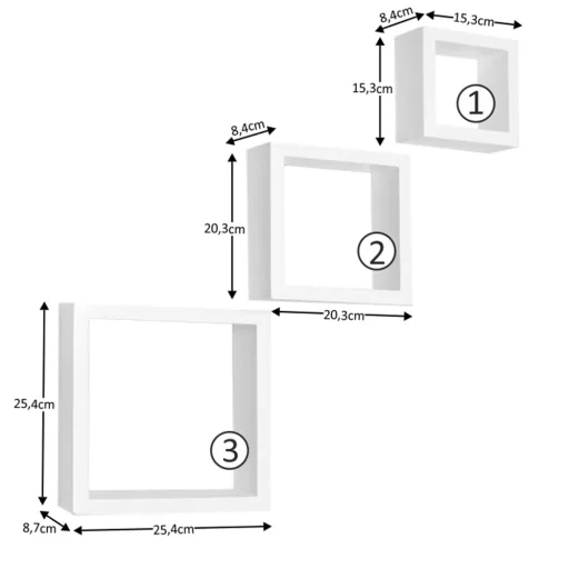 Polcok, 3 db, fehér, KVADRO New DR-WS-6103