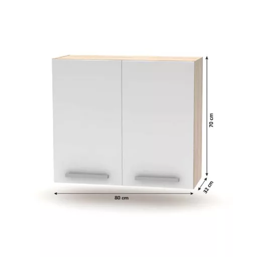 Konyhabútor 2,4 m, tölgy sonoma/fehér, NOVA PLUS