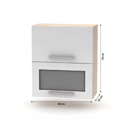 Konyhabútor 2,4 m, tölgy sonoma/fehér, NOVA PLUS