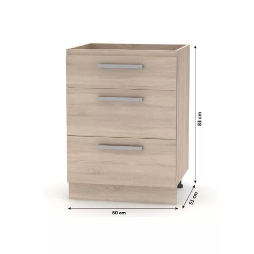 Konyhabútor 2,4 m, tölgy sonoma/fehér, NOVA PLUS