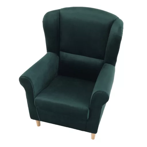 Füles fotel, szövet smaragd, CHARLOT