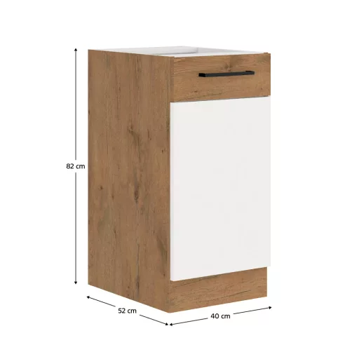 Alsó szekrény, lancelot tölgy/ fehér extra magas fényű HG, VEGA D40 1F BB