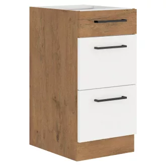  Alsó szekrény, lancelot tölgy/ fehér extra magas fényű HG, VEGA D40 3S BB