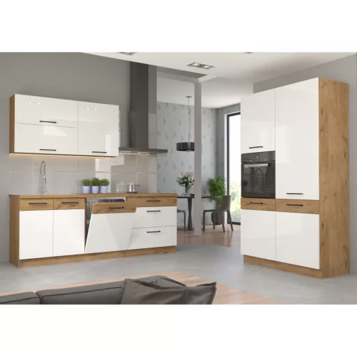 Alsó sarokszekrény, extra magasfényű Hg/lancelot tölgy, VEGA 90X90 DN 1F BB