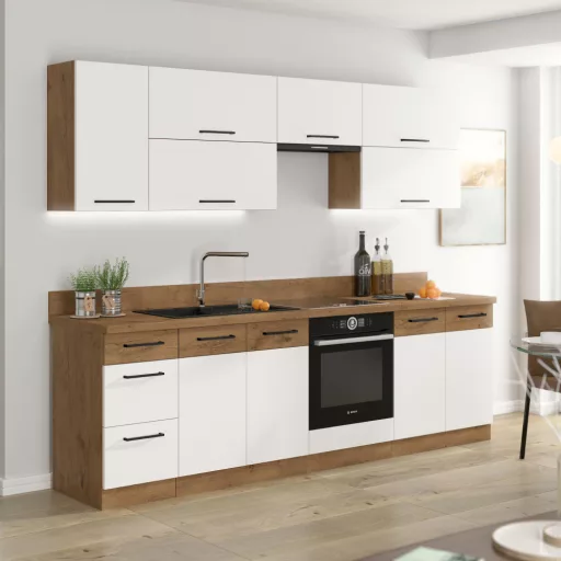Ajtó beépített mosogatógépre , lancelot tölgy/ fehér extra magas fényű HG, VEGA ZM 713x596