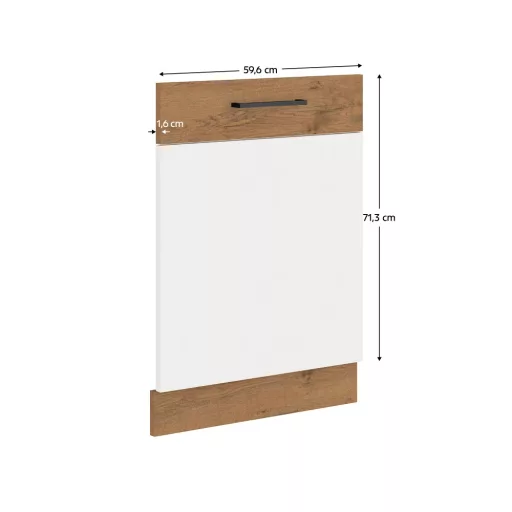 Ajtó beépített mosogatógépre , lancelot tölgy/ fehér extra magas fényű HG, VEGA ZM 713x596