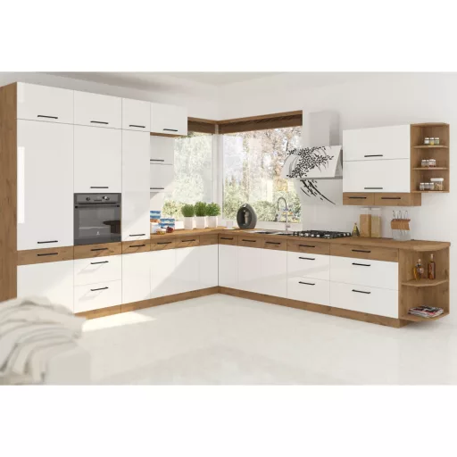 Ajtó beépített mosogatógépre, lancelot tölgy/ fehér extra magas fényű HG, VEGA ZM 570x596