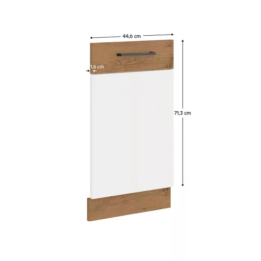 Ajtó beépített mosogatógépre, lancelot tölgy/ fehér extra magas fényű HG, VEGA ZM 713x446