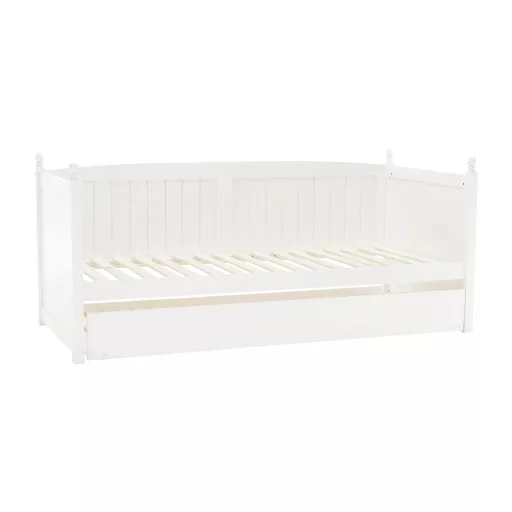 Ágy pótággyal, tűnyalábos fenyőfa, fehér, 90x200, GLAMIS