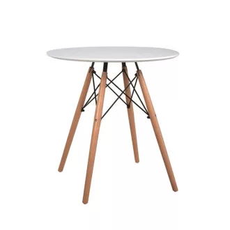 Étkezőasztal, fehér/bükk, átmérő 60 cm, GAMIN NEW 60