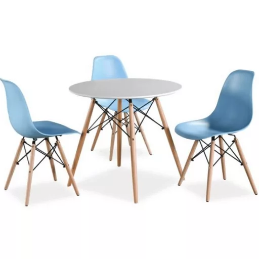 Étkezőasztal, fehér/bükk, átmérő 60 cm, GAMIN NEW 60