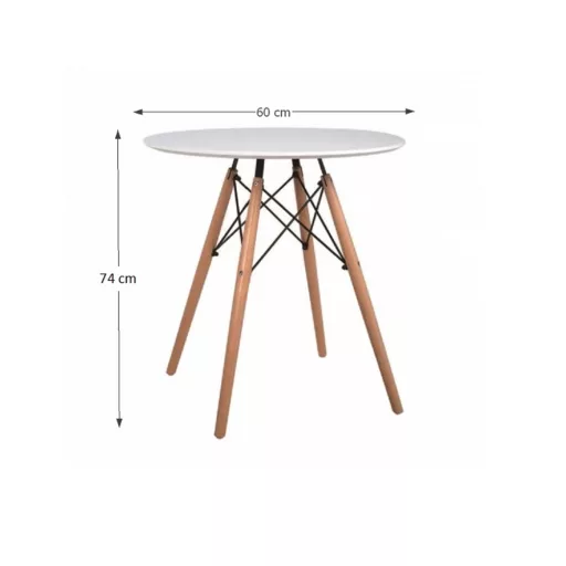 Étkezőasztal, fehér/bükk, átmérő 60 cm, GAMIN NEW 60