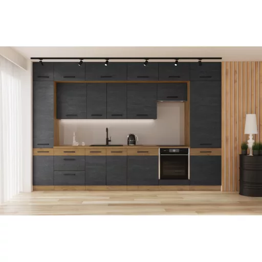 Alsó sarokszekrény, szürke matt/tölgy lancelot, VEGA 90x90 DN 1F BB