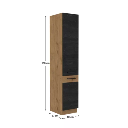 Magas szekrény, szürke matt/tölgy lancelot, VEGA 40 DK-210 2F