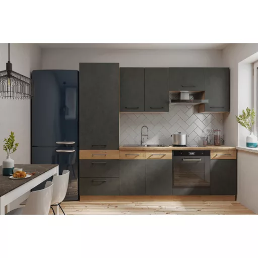 Magas szekrény, tölgy lancelot/szürke matt, VEGA 60 DKS-210 3S 1F