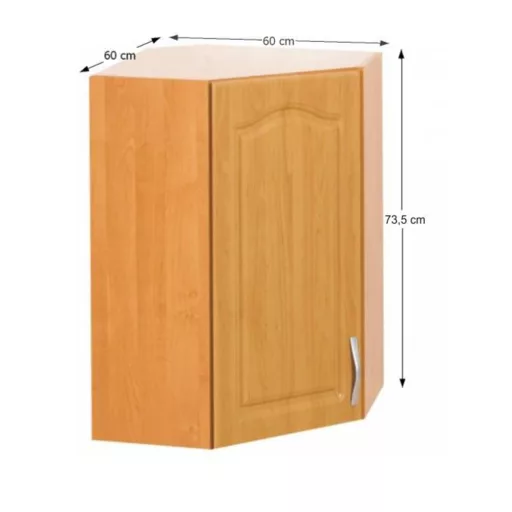 Sarok konyhaszekrény, felső, éger, balos, LORA MDF NEW KLASIK W60/60