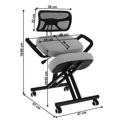 Ergonómikus térdeplőülés, szürkésbarna Taupe/fekete, RUFUS