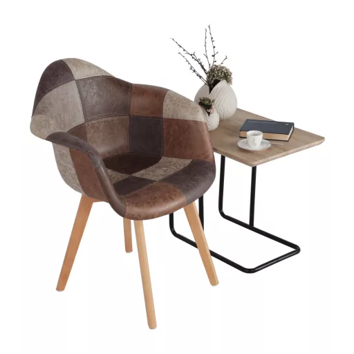 Dizájnos fotel, patchwork/bükk, TERST