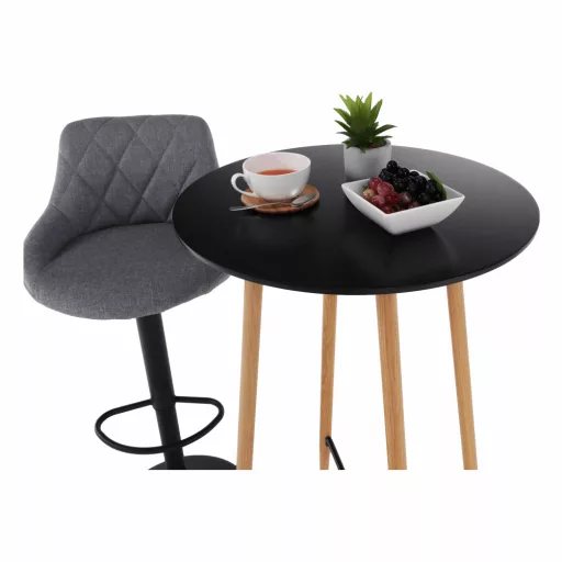 Bárasztal, fekete/tölgy, átmérő 60 cm, IMAM