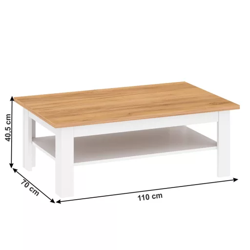 Kisasztal, fehér alba/tölgy craft arany, LANZETTE T